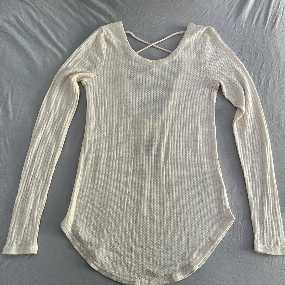Chaser Cream Long Sleeve Top with Criss-Cross Back